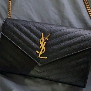 Ysl black crossbody with gold details